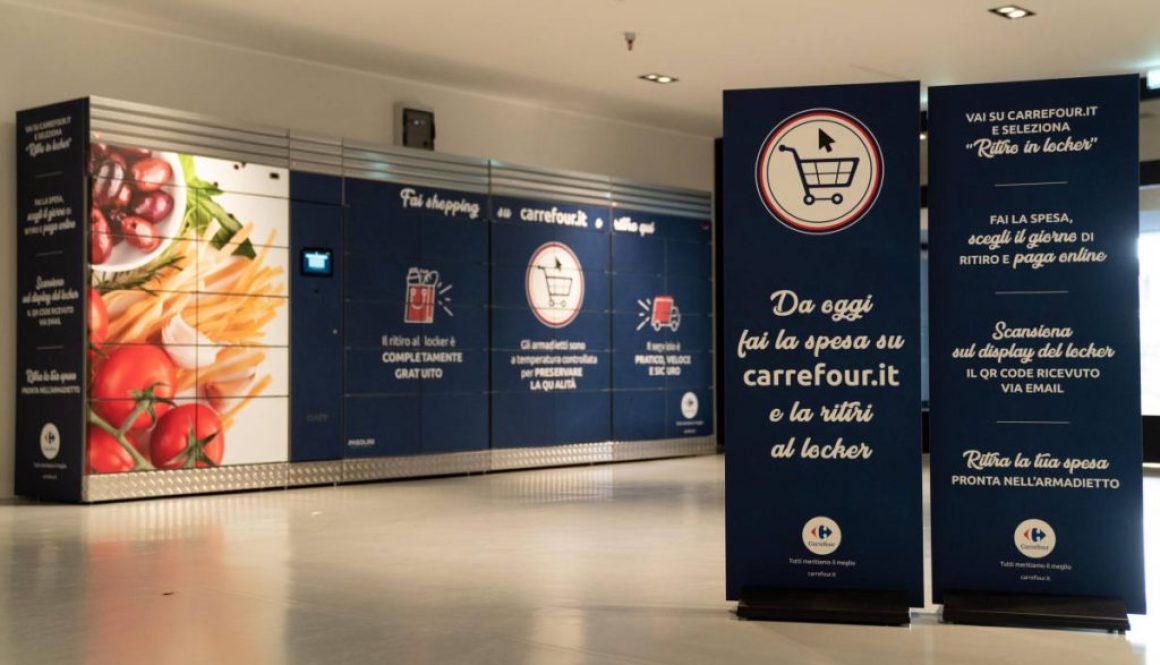 locker per il ritiro della spesa online Carrefour