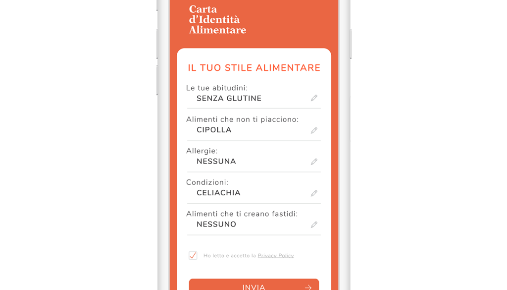 App MyCIA: carta identità alimentare