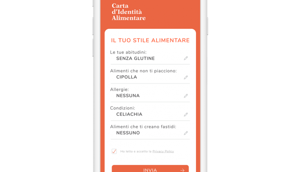 App MyCIA: carta identità alimentare