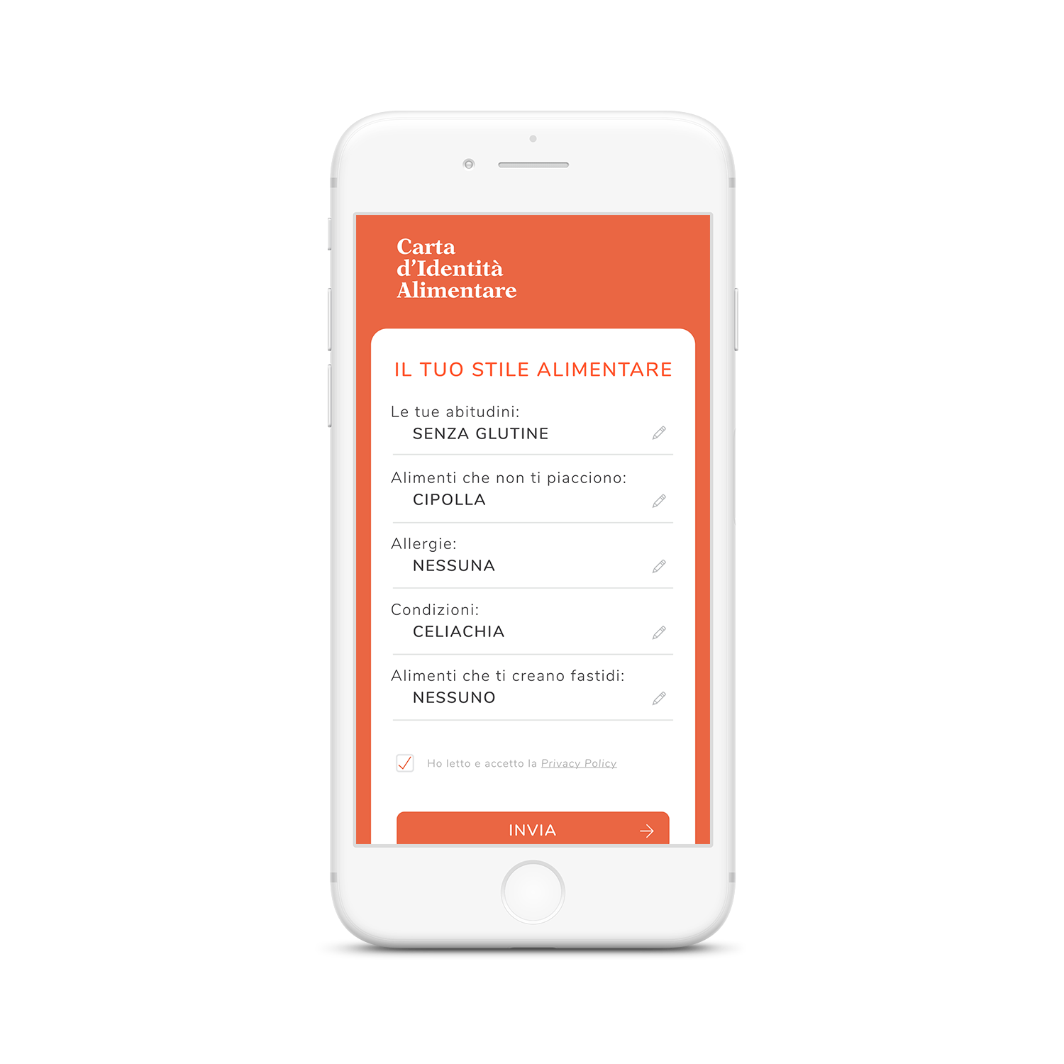 App MyCIA: carta identità alimentare