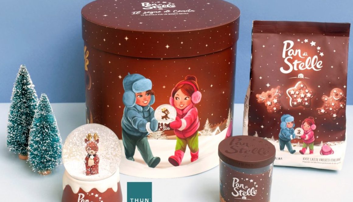 Pan di Stelle Natale 2021_XMas Box con boule de neige by THUN